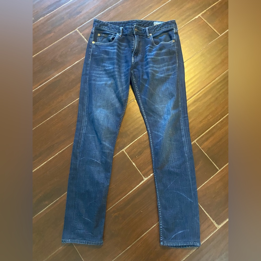 Bonobos Mens 30 x30 Dark Blue Distressed Straight Jeans